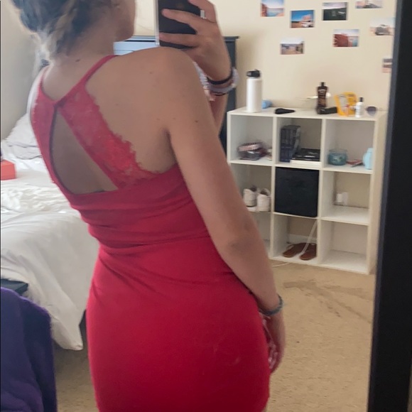 Lulus red bodycon dress lace back - Picture 2 of 4